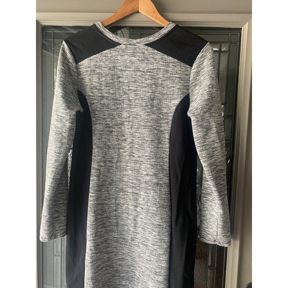 Athleta Tight Knit Sheath Dress Sz L Stretch Black White   Athletic